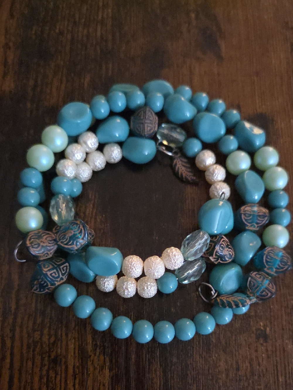Handcrafted Wrap Necklace And Bracelet Set